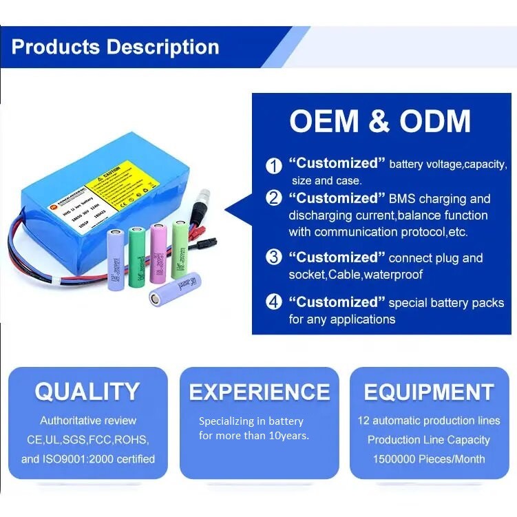 OEM ODM LiFePO4 lithium battery pack NMC NCM Rechargeable lithium battery for Electric Bike Electric Scooter