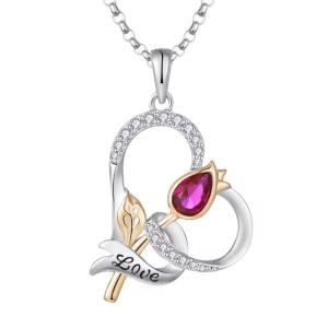 China YASVITTI Custom Sterling Silver 925 Heart Rose Flower Necklace Classic Rose Gold Plated Bridesmaid Wholesale Factory factory