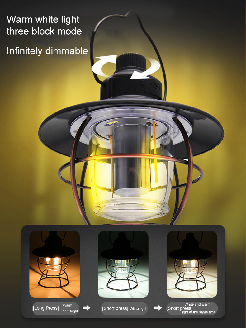 Retro Atmosphere Rechargeable Tent Horse Lamp 4500mAh Outdoor Portable
