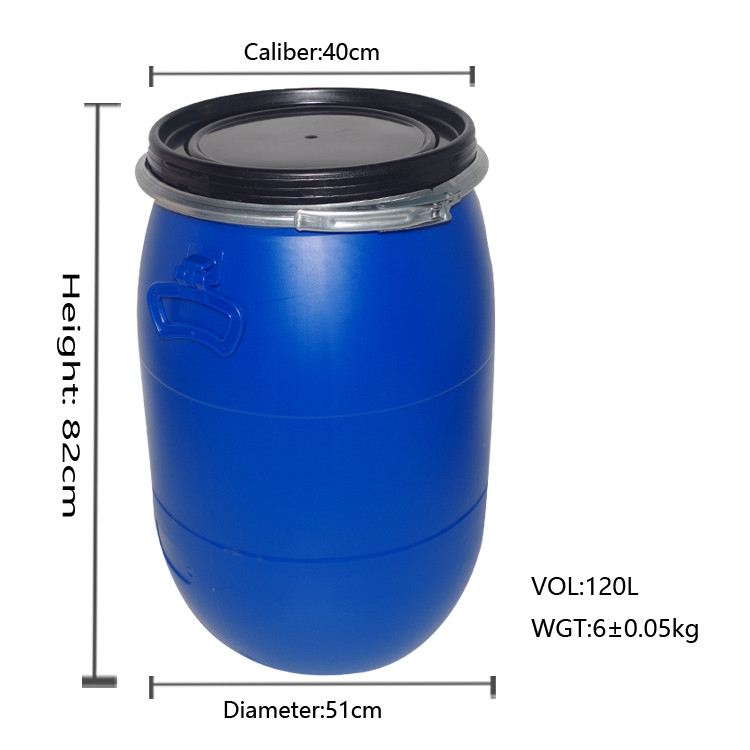 120L HDPE Drums Plastic Big Mouth Hdpe Barrel With Lid Chemical Waste Liquid Bucket