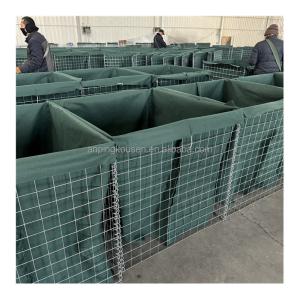 China Defensive Barrier Welded Steel Sandbags Bastion Flood Wall at with Grey Geotextile factory