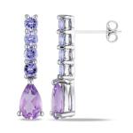 Amethyst & Diamond Drop Earrings in 9ct Gold Drop Earrings For Women