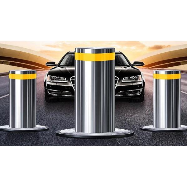 316 Stainless Steel Automatic Retractable Parking Bollards With Reflective Stripe
