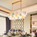 Rainbow round glass transparent chandelier Manggic Gold Color Suspension