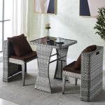 Outdoor Rattan Furniture for Coffee Shop Tempered Glass Top Table and Chair Set