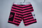 Pink Black Striped Mens Board Shorts Quick Dry , Recycled Mens Surf Shorts