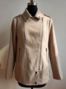 China Ladies Melton Jacket / Women'S Zipper Jacket / Beige Color Metal Zipper factory