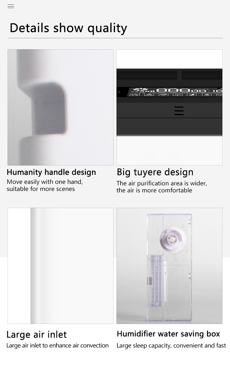 Homefish H12 H13 Hepa Filter Humidifying Air Purifier 330M3/H
