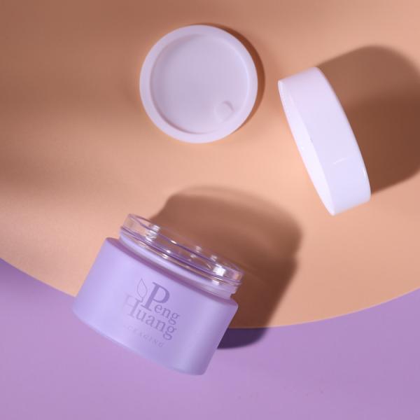 30g 50g Empty Glass Container Frosted Cream Jar With Plastic Cap painting color