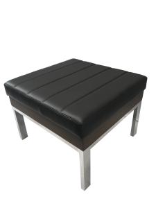 China Polished stainless steel base with black vinyl upholstery top square ottoman,bench for hotel bedroom&amp;living room seating factory