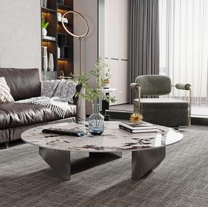 China Ergonomics Metal Based Round Rock Coffee Table Minimalist 300kg Bearing Capacity factory