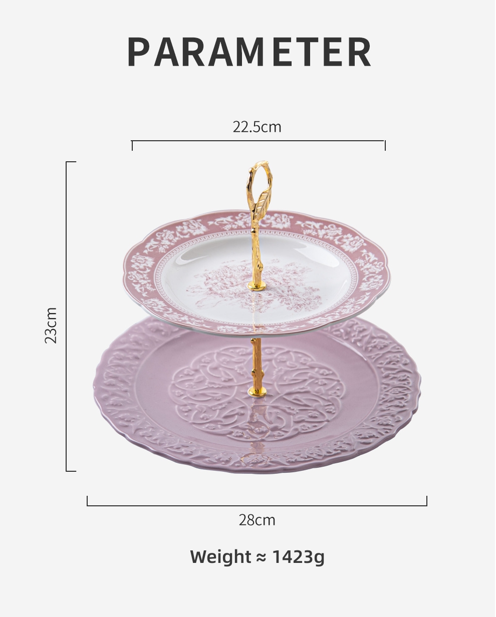 Modern Style Custom 2 Tier Ceramic Wedding Dessert Fruit Snack Cupcake Cake Stand For Tea Party Serving Platter