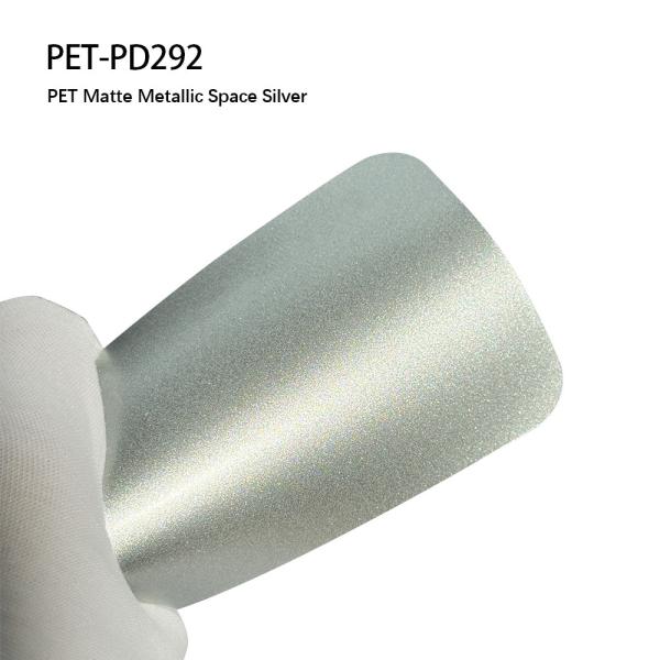 China PET-PD292 PET Car Vinyl Matte Wrap Film with Matte Metallic Space Silver color factory