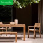 Modern Style Outdoor Furniture Wood Dining Chair Set with Waterproof Upholstery
