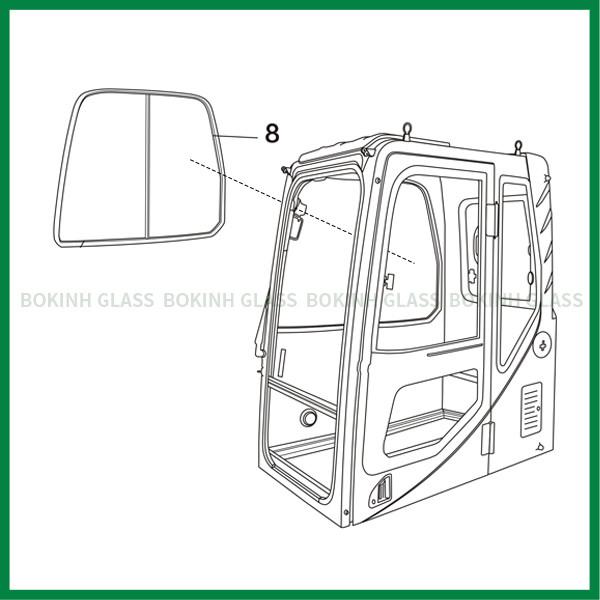 Kobelco CATERPILLAR Excavator Replacement Glass Right Side Position NO.8