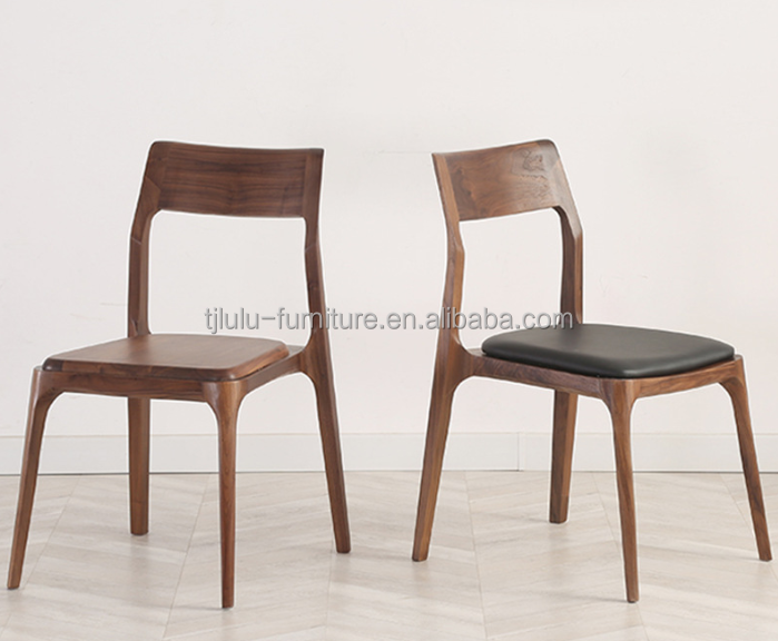 Customized Designs Design Style Elegant Nordic Solid Wood Dining Chair With PU Leather Seat