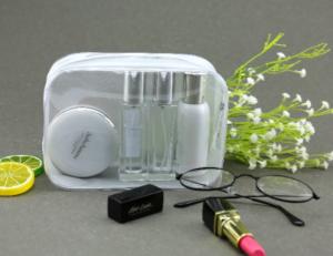 China Clear White Promotional PVC Bags , Plastic Travel Cosmetic Bags With Laser Material factory