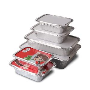 China 190*110*45MM Food Packaging Pan Food 500ML Box Trays With Lid Aluminium Disposable Containers Aluminum Foil Container factory