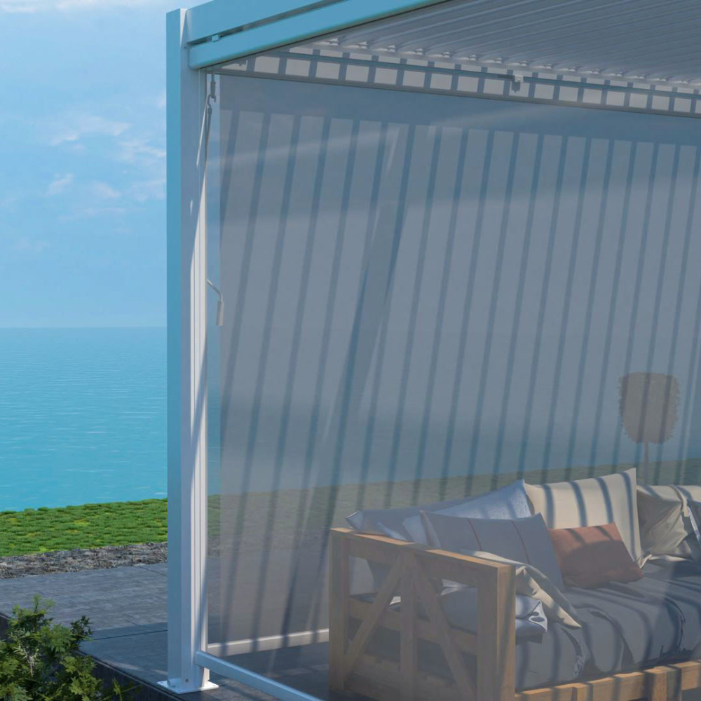 151kg Modern Outdoor Pergola with Bioclimatic Louver Roof and Screen from AJUNION