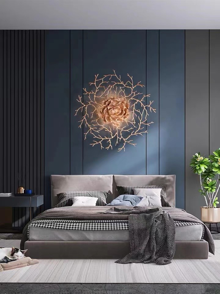 Copper High Quality Living Room Flower Plant Decorative Wall Lights