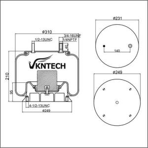 China W01-358-91natural Rubber Air Bag Suspension Spring/ 1R12-132 Air Ride Suspension System Spare Parts Alloy Piston 9 10-12 factory