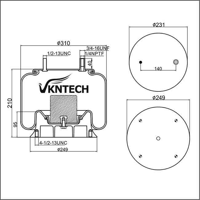W01-358-91natural Rubber Air Bag Suspension Spring/ 1R12-132 Air Ride Suspension System Spare Parts Alloy Piston 9 10-12