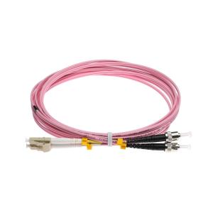 China LC-ST OM3 Multimode Fiber Optic Duplex Patch Cord Pink Color factory