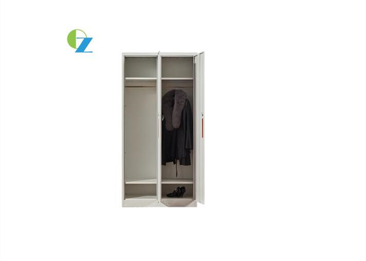 Double Door Steel Office Lockers With Mirror Commercial Metal Storage Cupboard