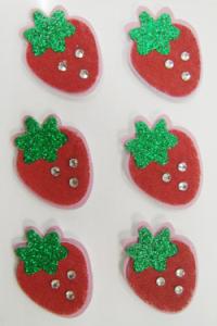 China Red Color Child 3D Printable Fabric Stickers Strawberry Style Rhinestone Decor factory
