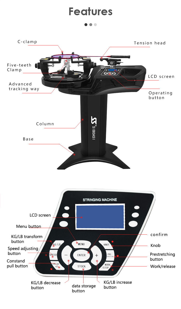 100-240V Badminton Stringing Machine With Synchronous Racket Clamped System