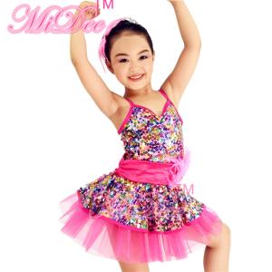 China Square Sequined In Rainbow Sparkle Leotard Under Dance Costume Outfit Professional Stage Competition Dance Costume factory