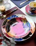 Jungle Animal Pattern Ceramic Plate Set Round European Style For Home Party