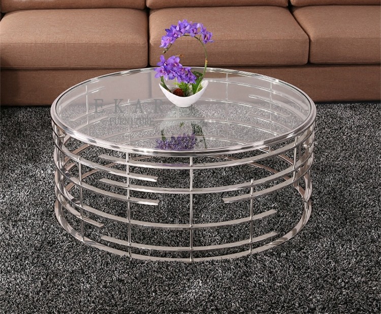 Tempered Glass Top Round Coffee Table