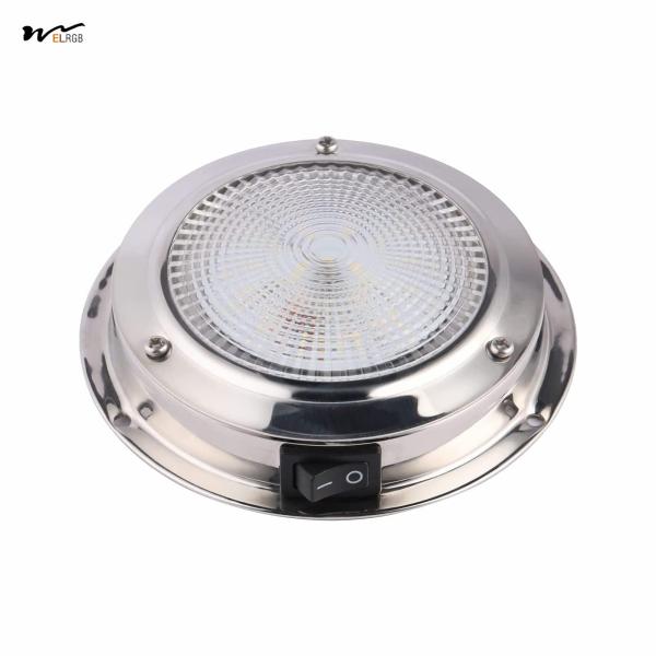 Marine Dome LED Cabin Light Waterproof White Stainless Steel Surface Mount 12V 6