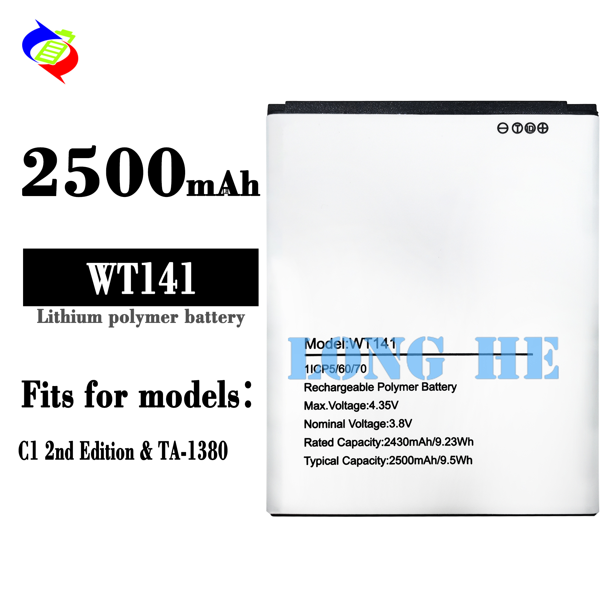 Mobile Version Name WT141 Phone Batteries for Nokia C1 2nd Edition 2500mAh Replacement