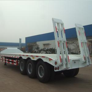 China Best price tri axle low loader semi trailer for excavator transport lowbed trailer factory