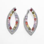 Bridal Clip on 925 Silver CZ Earrigns Wedding Teardrop Christmas Earrings