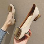 HZM023 Thick Heel Single Shoes Women Low Heel Shallow Mouth Mary Jane Women'S