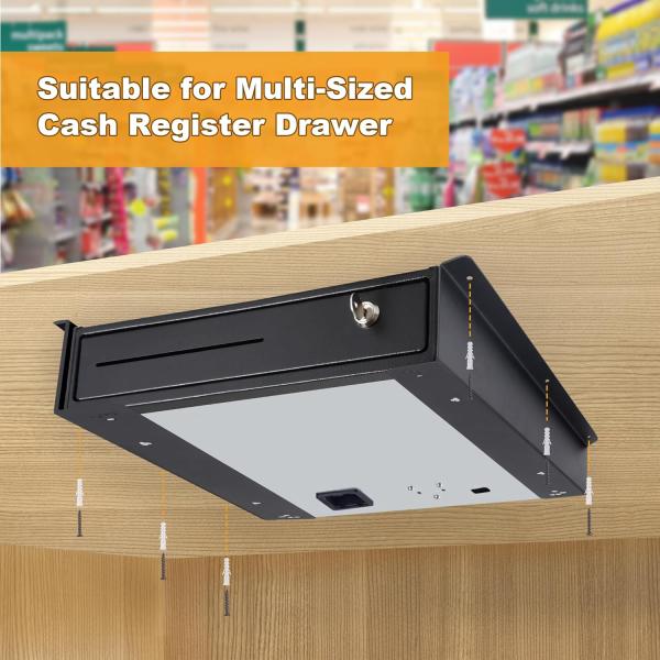 Square Cash Drawer Under Counter Bracket Strong Metal Support for Under Desk Mounting