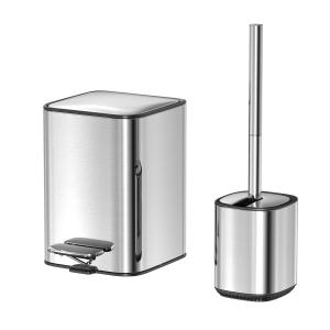 China Rolling Cover Type Stainless Steel Soft Close Square Pedal Trash Bin Perfect for Bathroom Living Room and Bedroom factory