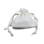 White Suede Jewellery Fabric Drawstring Gift Bags 9x12cm With Logo