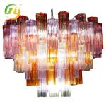 4 Levels Vintage Chandelier Glass And Nickel Plated Metal Structure