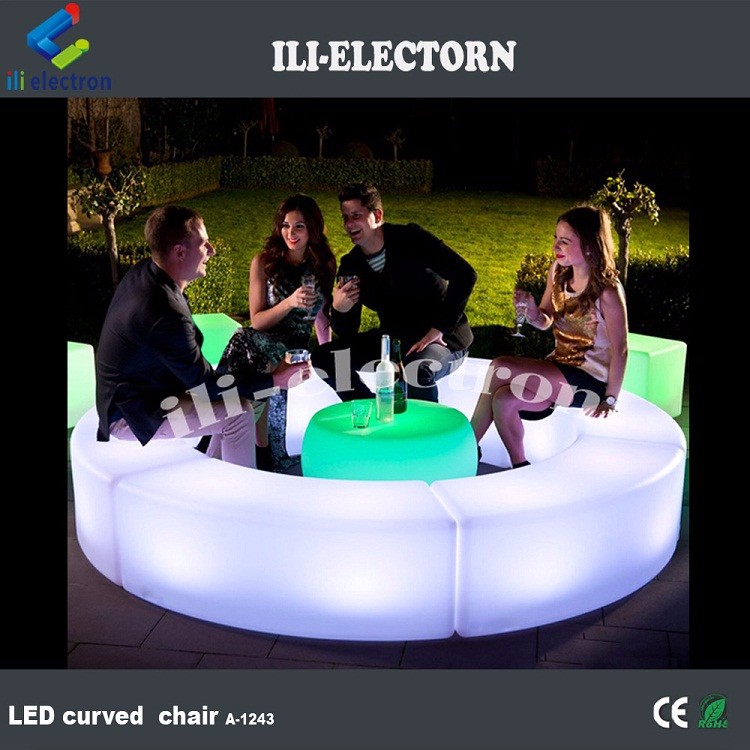 PE plastic illuminated white garden chair led stool