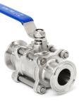 Sanitary Stainless Steel 304 Three-Piece Quick Clamp Ball Valve for Manual