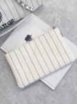 30cm 23P Chanel Deauville Tote Bag White Ecru Black Stripe