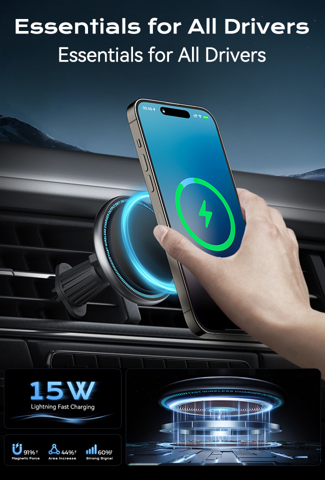 Customizable Running Light Car Phone Holder With Strong Magnetic Suction And One-Handed Operation