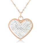 Stainless SteelFashion Jewelry Long Necklace Diamond Heart Pendant