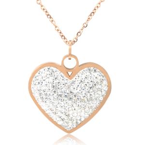 China Stainless SteelFashion Jewelry Long Necklace Diamond Heart Pendant factory
