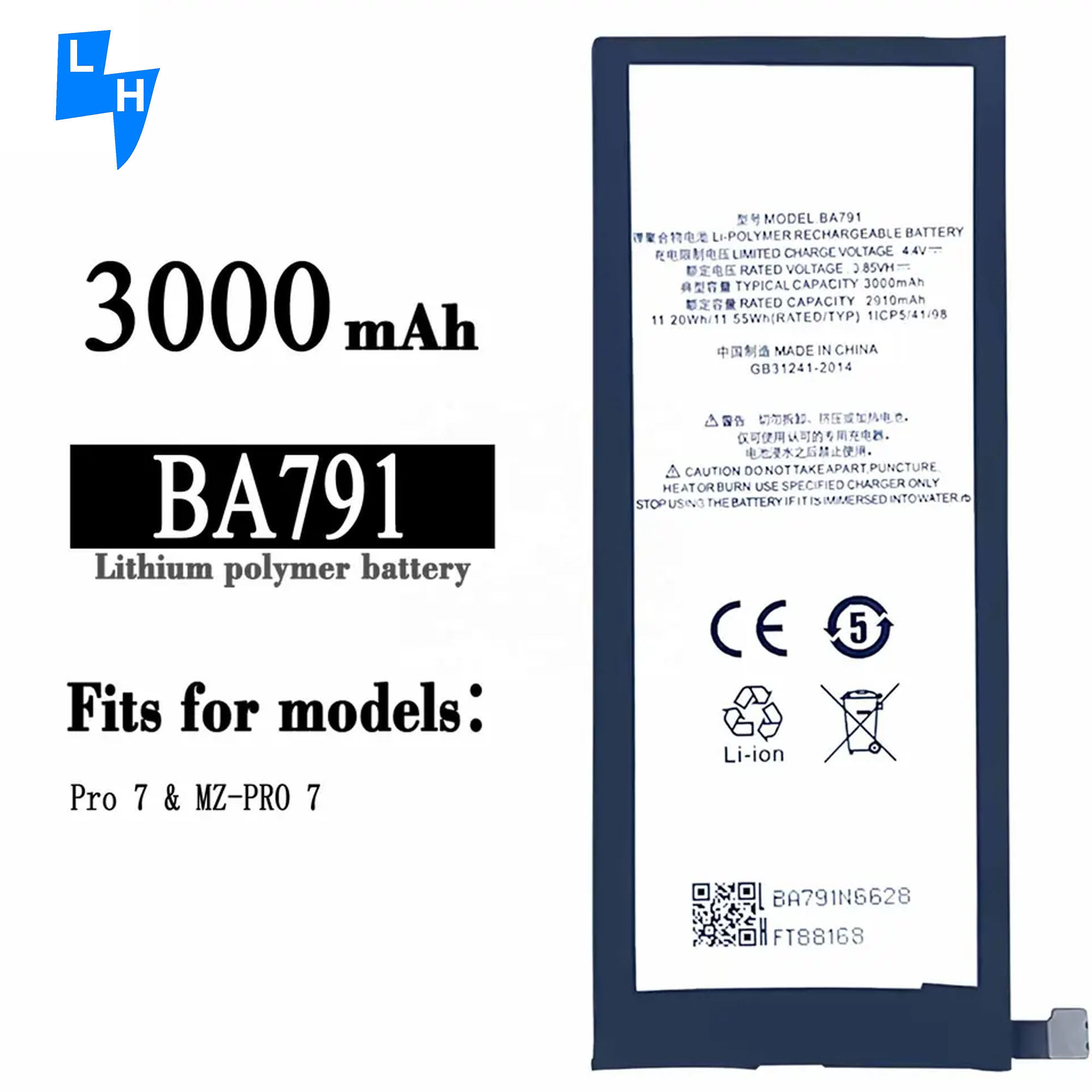 RECHARGABLE BA791 Polymer Lithium Battery for Meizu Pro 7 3000mAh 4.4V Mobile Phone