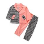 Children'S Outfit Sets Girls Houndstooth Stitching Suit Kids Girls Fashion 2